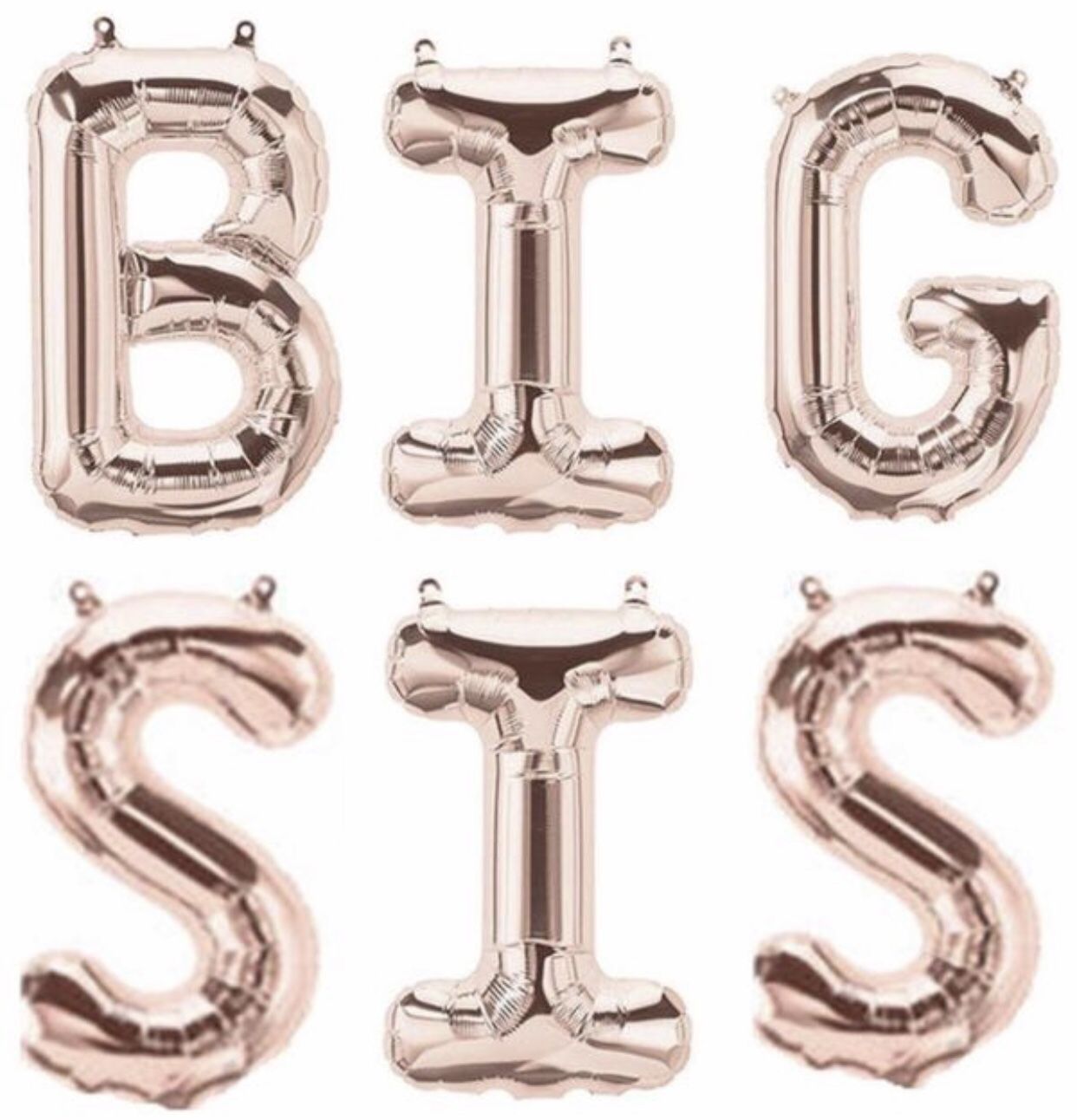 16" Rose Gold BIG SIS Balloons Banner Foil Letters Mylar Balloons for Baby Showers CANNOT FLOAT