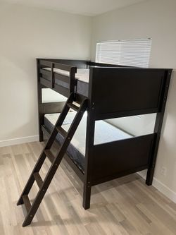Full Over Full Size Bed Frame With Mattresses 