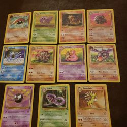 Pokemon Fossil Non holo Cards, Arbok, Aerodactyl, Weezing, Gastly, Magmar