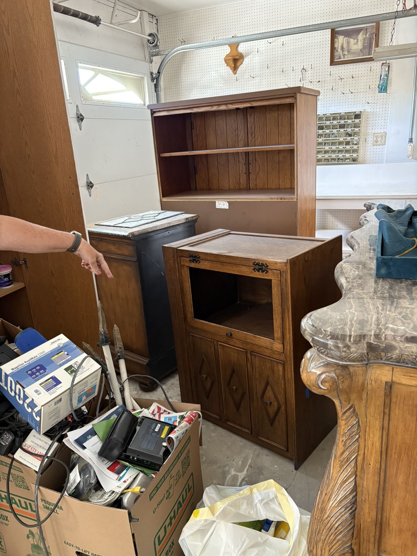 Vintage Oak Bookshelf and Cabinet Set – Solid Wood