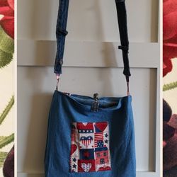 Purse. Homemade Patriotic Reversible Crossbody Boho  Bag.  
