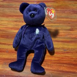 Rare Princess Beanie Baby Original TY 1997 Fareham Hants PE Pellets, Mint, New, Princess Diana Tribute, Purple bear
