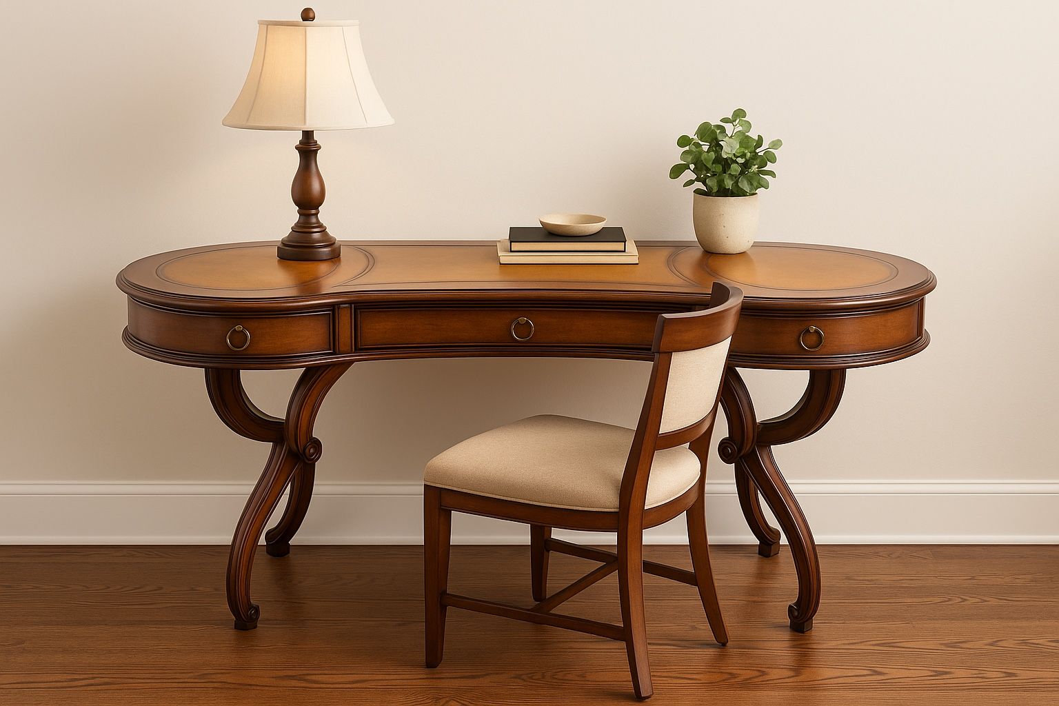 Century Furniture Leather Inlay Writing Desk – Mahogany Finish – Exquisite Detail
