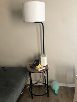 Floor Lamp with Built-In Side Table