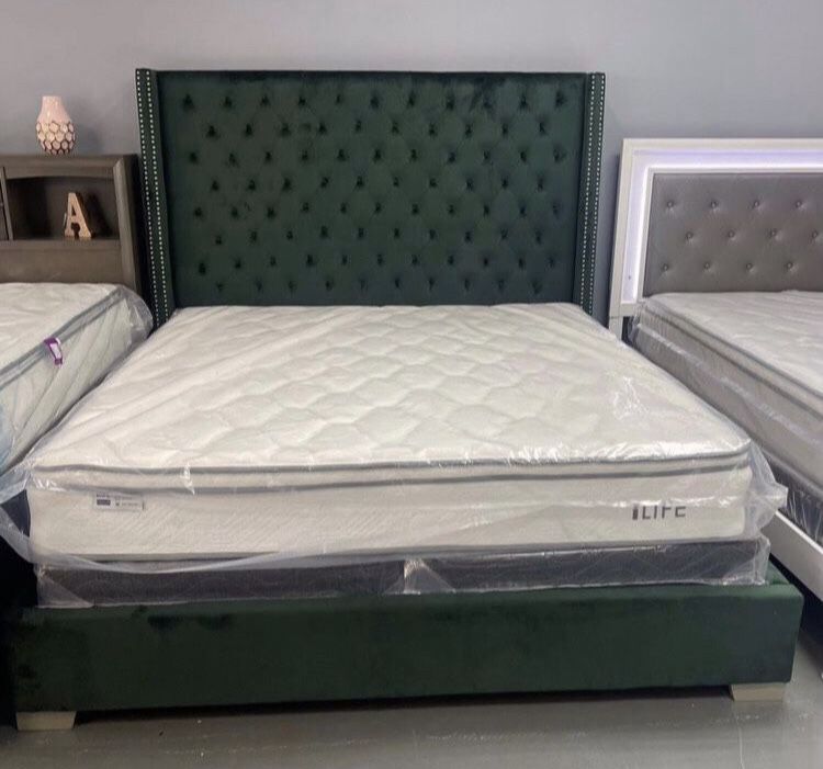 New Green Frame Queen & King Size(new in box) SAME DAY DELIVERY&SETUP