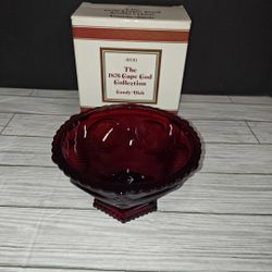 Vintage AVON 1876 Cape Cod Collection Red Ruby Glass Pedestal Candy Dish Bowl 6"