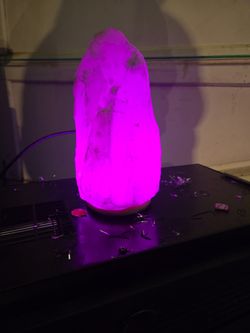 LED 10 Color Changing Himalayan Sea Salt Lamp on Wooden Base