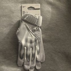 Nike Alpha Elite White Platinum Silver Baseball Batting Gloves (FB2310-123) XL