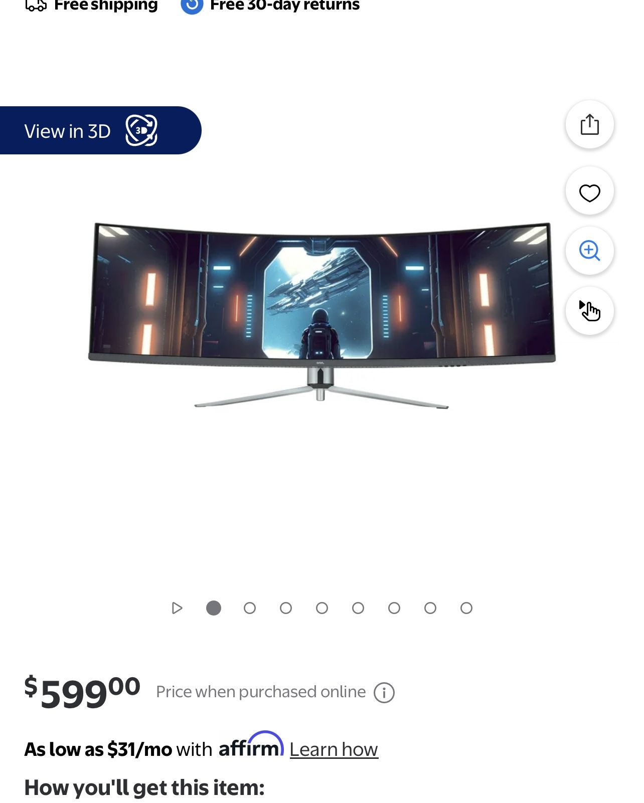 Onn 49” Curved DFHD Gaming Monitor