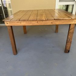 Historic Burbank Airport Hangar Reclaimed Wood Table 4’ x 4’ – Visible Stamp