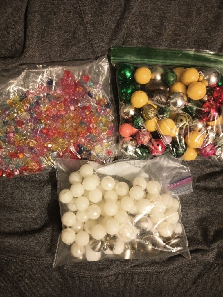 Three Bags Of Craft Beads