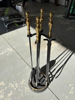 Brass Fireplace Tool Set