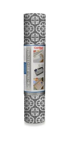 6 rolls Con-Tact 18"x8' Printed Grip Premium Shelf Liner Mirabella Charcoal