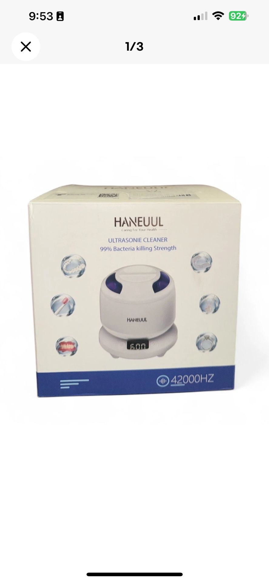 Portable Ultrasonic Cleaner 42kHz UV-C Sterilizer for Jewelry, Glasses, Dentures=