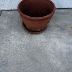 Vintage Terracotta Pot With Saucer