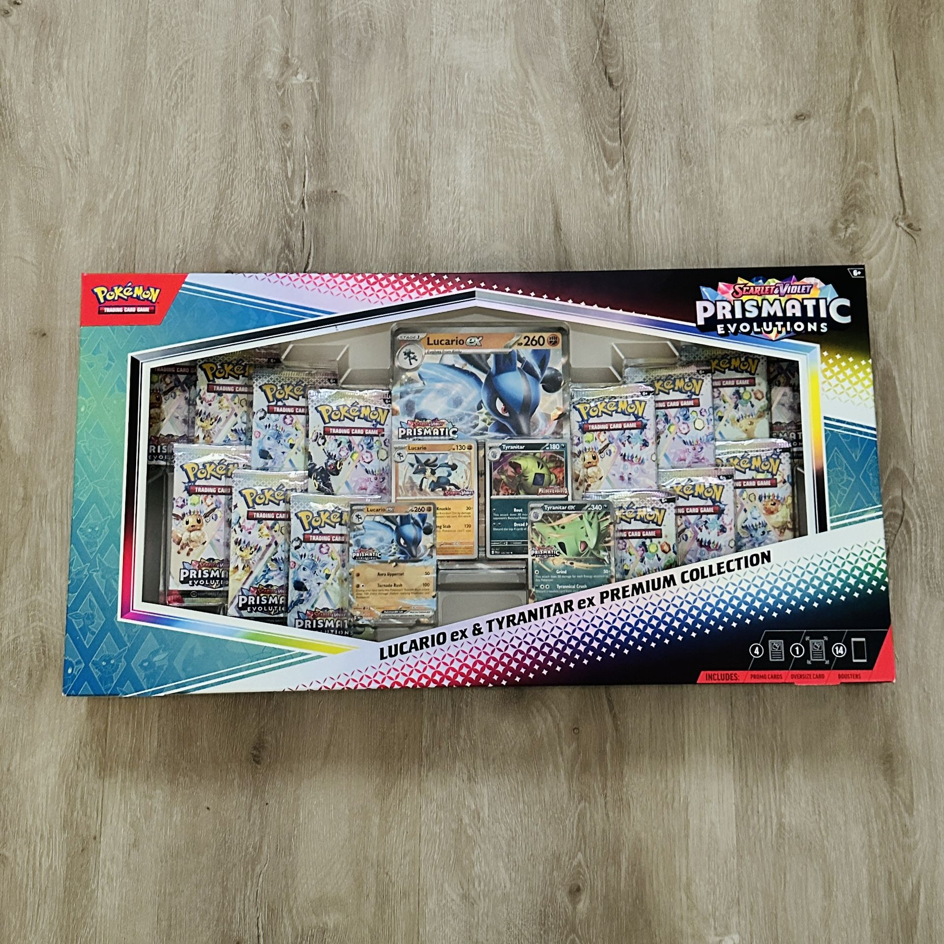 NEW Prismatic Evolutions Premium Collection Tyranitar Lucario UPC Pokemon Center ETB
