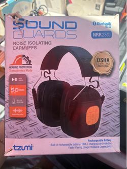 Tzumi Sound Guards Noise Isolating Hearing Protection Bluetooth Headphones
