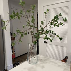 11in Glass Vase With Branches 