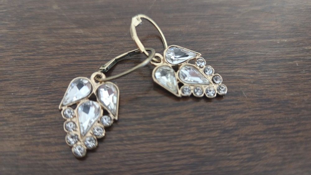 14kt Over Sterling Silver Earrings With Crystal Detail Highest Quality