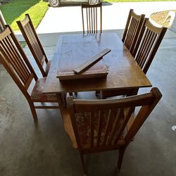 Solid Wood Dining Table Set with 6 Chairs