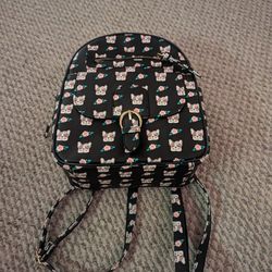 Black Backpack Purse With Cute Dog Print