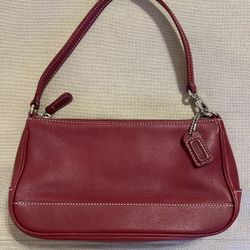 Rare Coach Authentic Red Leather Demi Hampton Satchel / Handbag