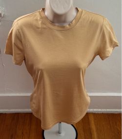 Theory tan 100% Pima cotton crewneck short sleeve tiny tee, size S