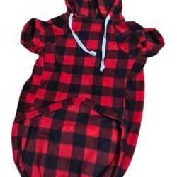 NWOT Red & Black Plaid Hooded Zipper Pocket Pet Sweatshirt for Dogs
