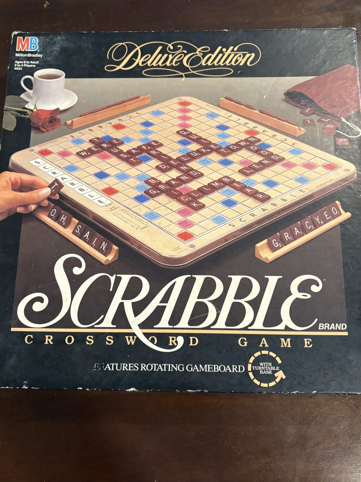 1980’s Deluxe Scrabble Game with Rotating Turntable Base – Complete & Like New!