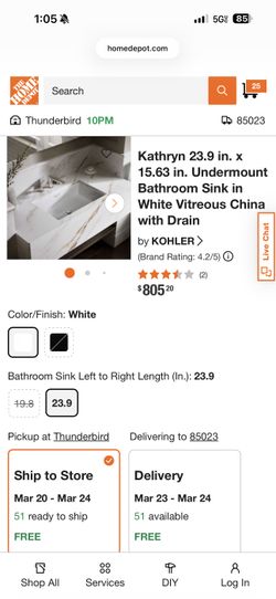 *NEW*KOHLER Kathryn 23.9 in. x 15.63 in. Undermount Bathroom Sink in White