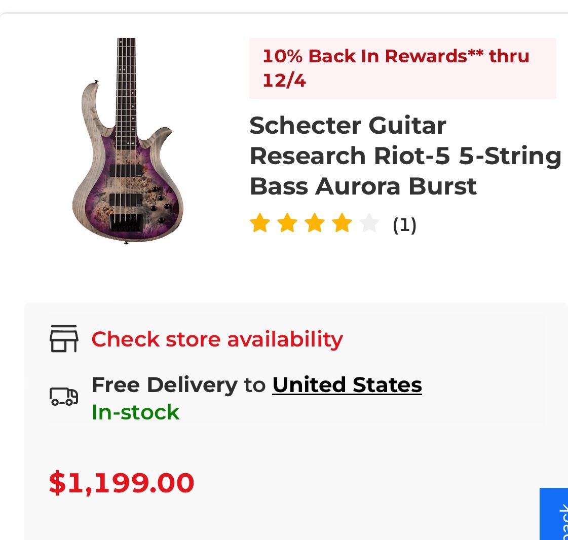 Schecter Guitar Research Riot 5 5 String Bass Aurora Burst
