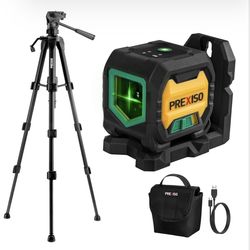 Laser Level With 47 Inch Tripod, IP54 Rechargeable 65Ft Green Cross Line Laser Self Leveling, Light Indicator, 3 Brightness Mode, Lazer Leveler Tool F