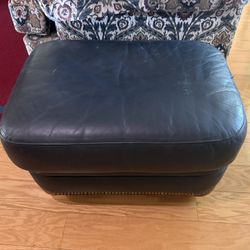Black Leather Ottoman