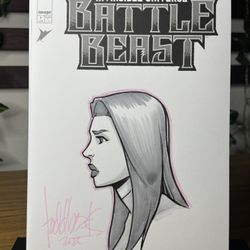 Battle Beast #1 Todd Beats Signed & Original Art Blank Cover Sketch-w/COA