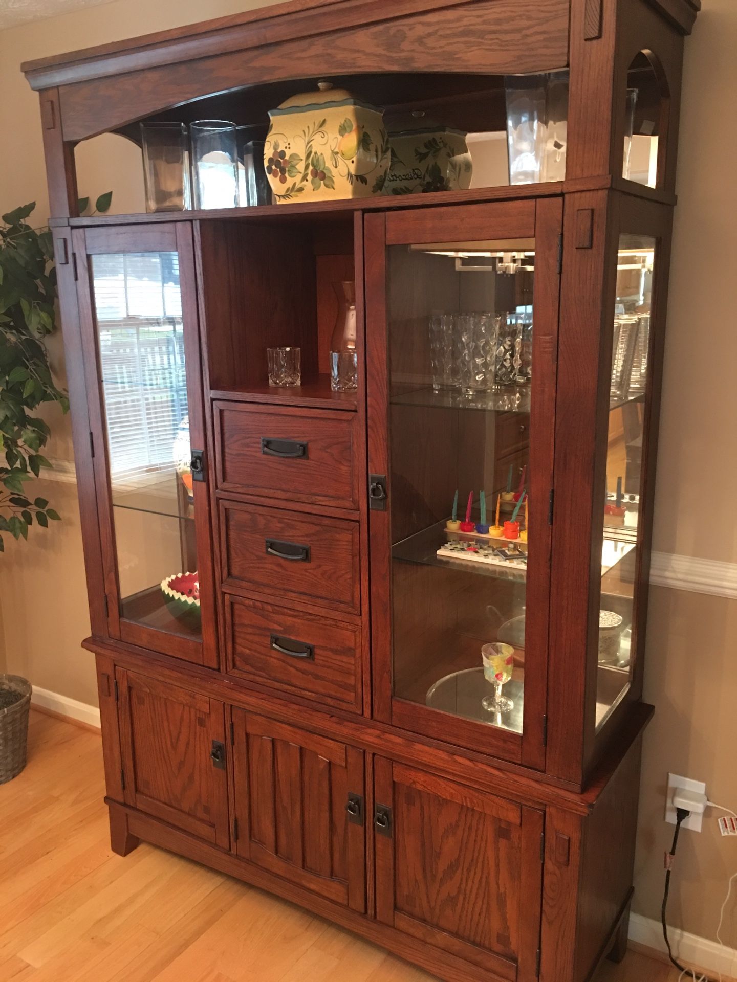 Brand new solid oak dining room hutch