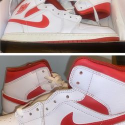 Nike Air Jordan Mid 1 SE -red And White Size 10.5