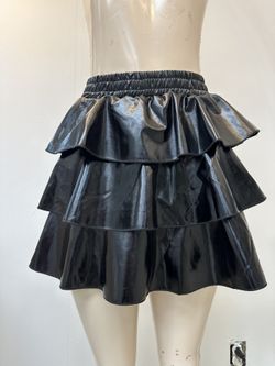 Rufled Faux Leather Skirt