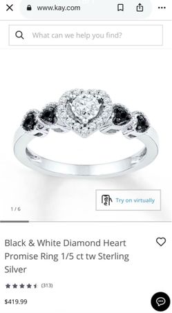 Black & White Diamond Heart Promise Ring