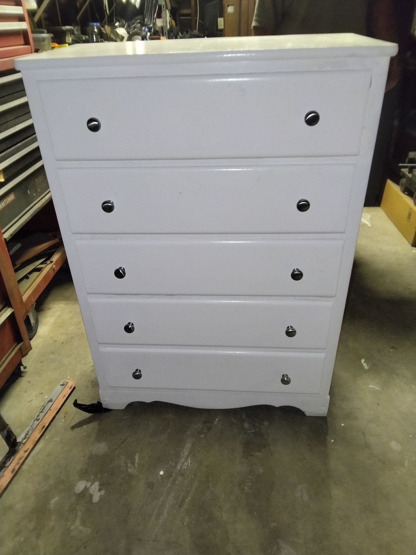 Bright white wood vintage dresser