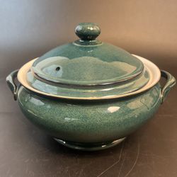 Denby Greenwich Covered Casserole Stoneware England 90s Serving Overware 9" Dish