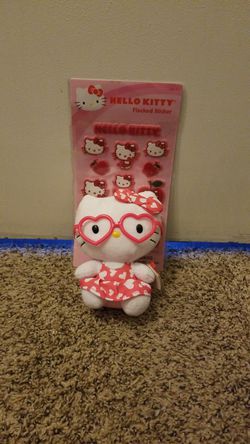 Hello kitty beanie baby and stickers