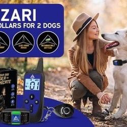 AZARI 2 Dog Training Collar 4 Large medium Small Dogs, 2 COLLARS & Clicker Shock Vibration Beep