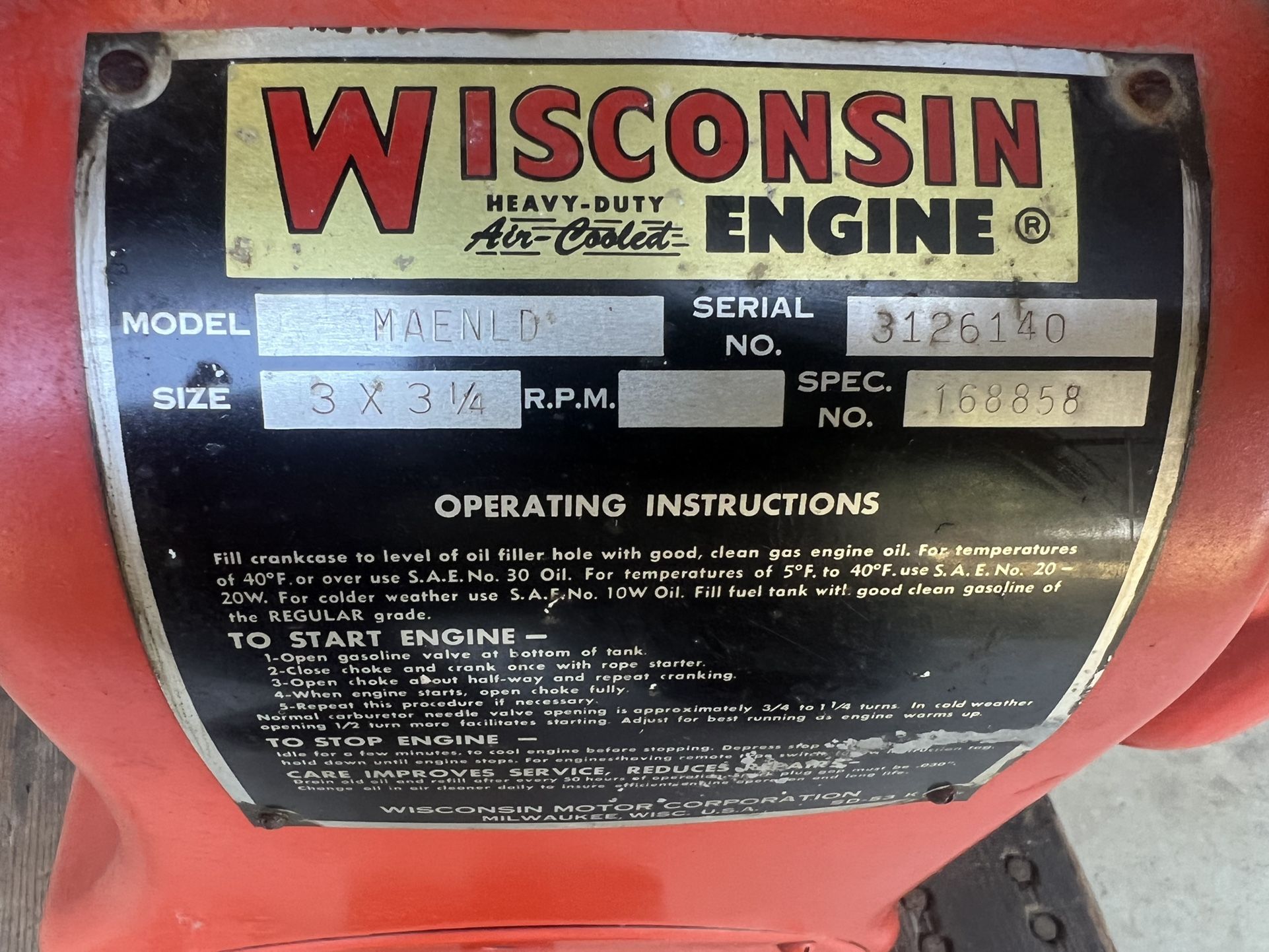 Wisconsin Engine