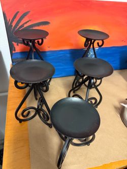 Black iron candleholders set
