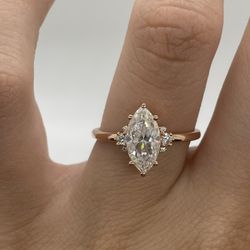 1.5 Carat Marquise Moissanite Diamond Engagement Ring 