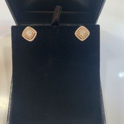 14 K w/R Gold Diamond Earrings 1.02 Cts 