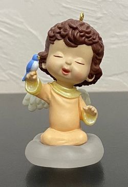 Angel Figurine Ornament with Bluebird