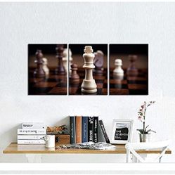  3 Piece Chess Canvas Wall Art Vintage Game Picture Poster Contemporary Wall Decor for Chess Club Rest Room Living Room Reception Room Bedroom 12"x16"