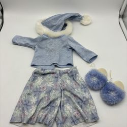 American Girl Doll LET IT SNOW PAJAMAS PJ Outfit Slippers Retired