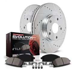 Power Stop K6543 Rear Z23 Carbon Fiber Brake Pads with Drilled & Slotted Brake Rotors Kit